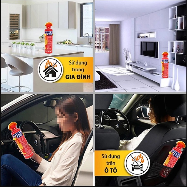 Bình cứu hỏa lắp cho xe hơi, xe máy, dân dụng dung tích 1000ml