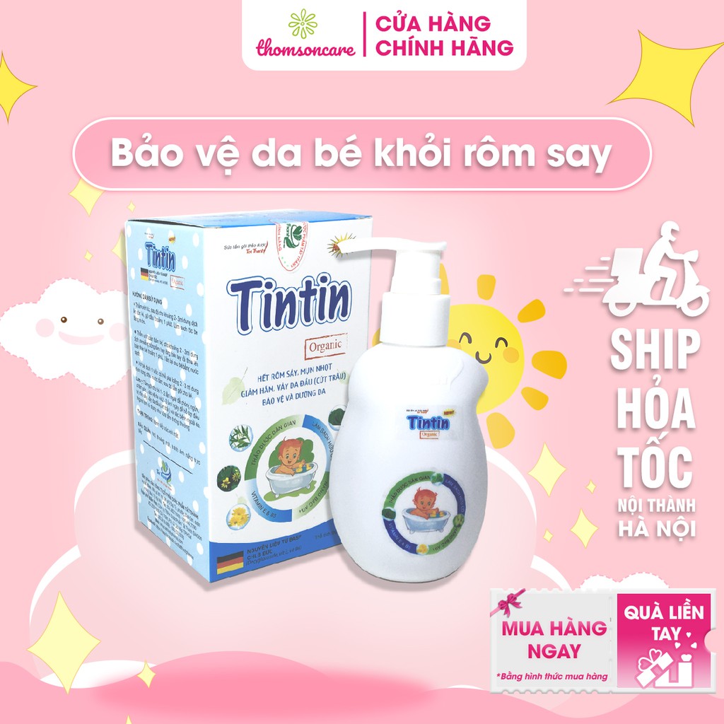 Sữa tắm gội thảo dược TinTin dùng được cho trẻ dưới 1 tuổi - Giúp hết rôm sẩy, mẩm ngứa, chai có vòi