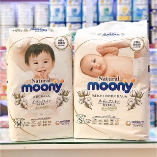 Tã bỉm MOONY NATURAL Nội Địa Nhật dán quần NB63 S58 M48 L36 XL32___________