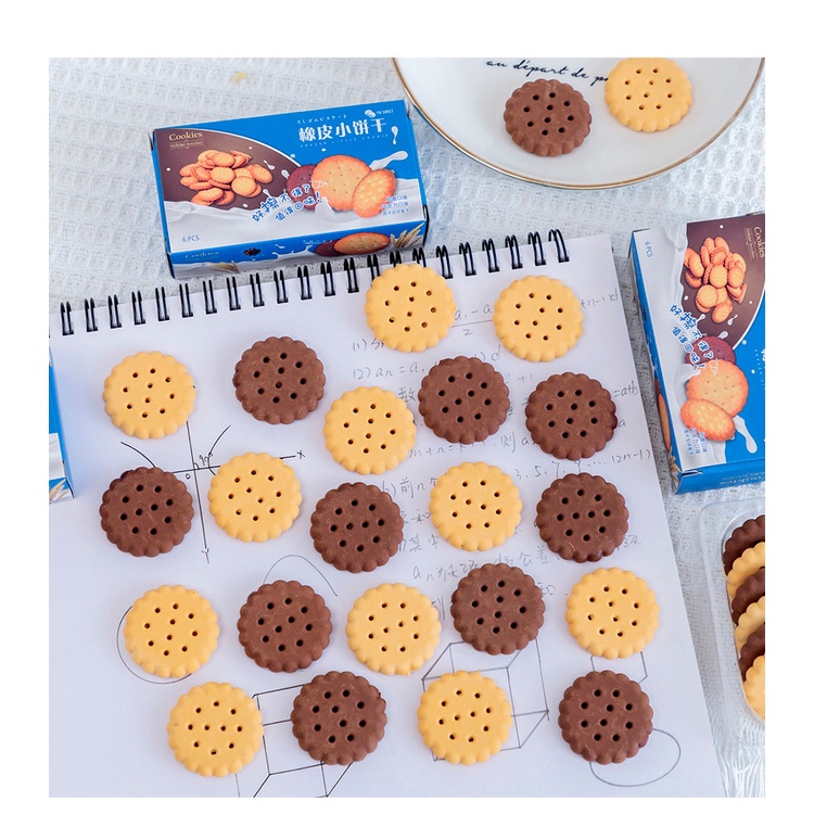 Hộp 6 gôm tẩy hình bánh quy đẹp như thật