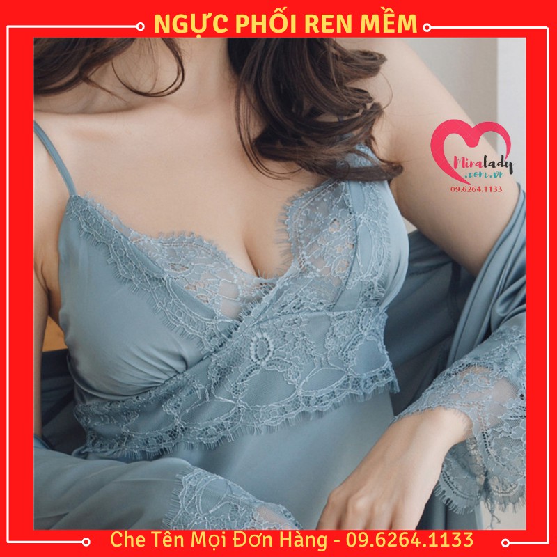 Váy Ngủ Hai Dây Lụa Satin Sexy Có Mút Ngực Cao Cấp Đầm Váy Mặc Nhà Gợi Cảm Quyến Rũ -Kèm Áo Choàng Ngủ Lụa Có Bán Lẻ