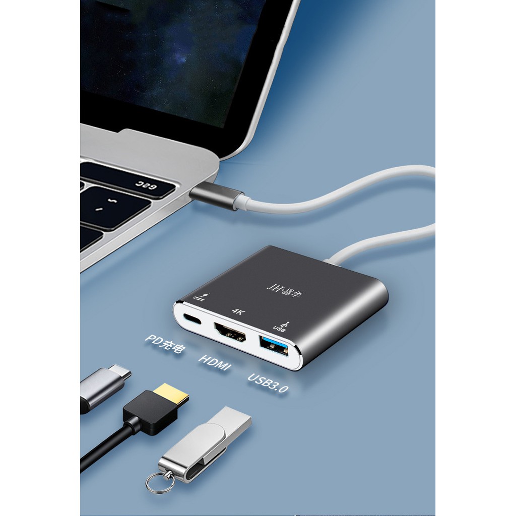 Usb Type-C To USB-C 4K HDMI USB 3.0, 3 trong 1, sạc cho laptop, macbook - Jinghua Z330