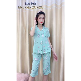 Sét Đồ Bộ Pizama lụa thái loại 1 quần lửng (kèm ảnh chụp thật)