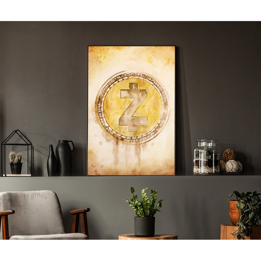 Tranh Bitcoin, Eth, tranh in vải canvas 40x60cm, đủ khung và đinh treo