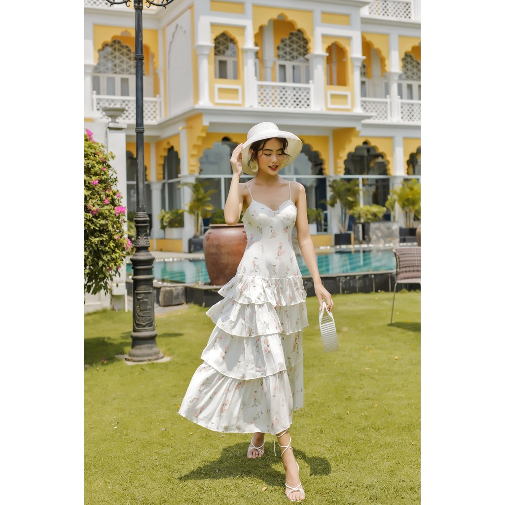 [Mã SKAMSALEP6 giảm 10% tối đa 100K đơn 150K] SÒ VINTAGE - KISSIE Đầm hoa hai dây nhiều tầng | BigBuy360 - bigbuy360.vn
