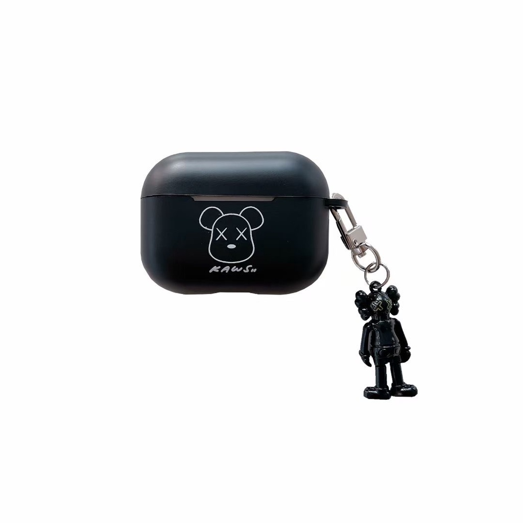 Vỏ TPU mềm mặt nhám hình gấu hoạt hình bảo vệ hộp sạc tai nghe Airpods 1/2 pro 3
