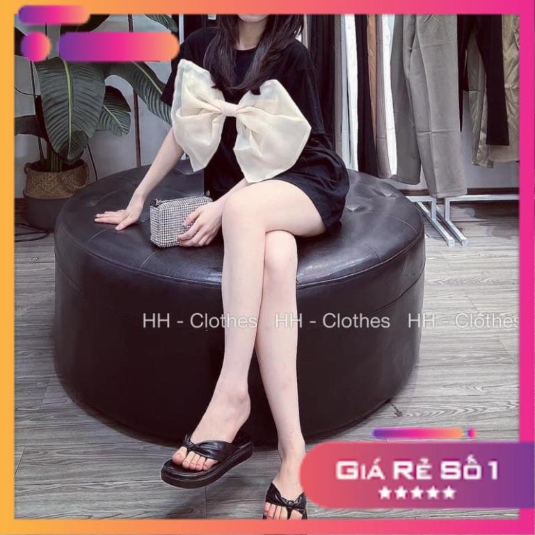 Áo Babydoll Nơ Voan Cổ Tròn Form Thụng Dấu Quần Chất Thun Tăm Hot Hit
