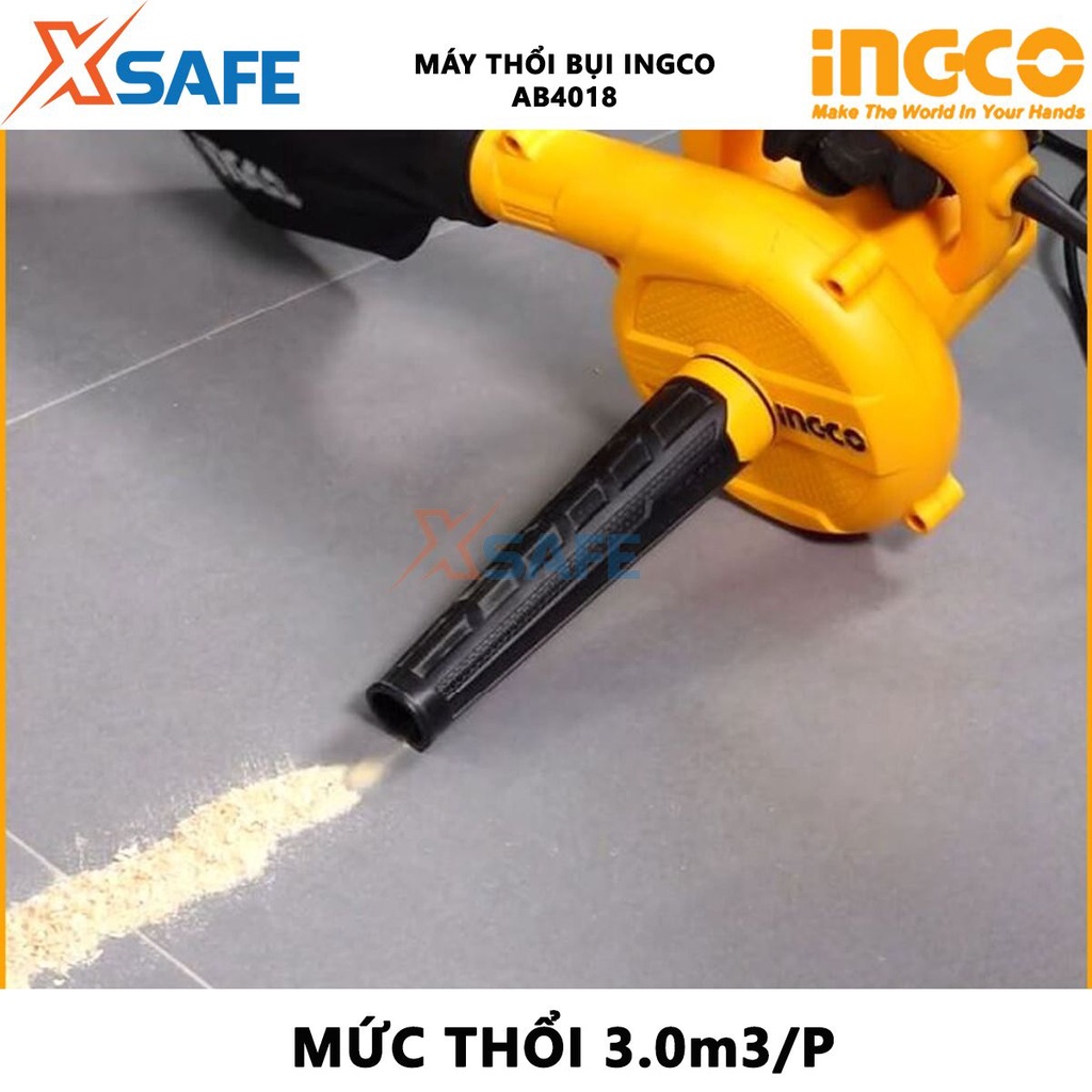 Máy thổi bụi INGCO AB4018 Máy thổi cầm tay 400W, tốc độ không tải 14000v/ph, kèm theo 1 túi gom bụi - [XSAFE]