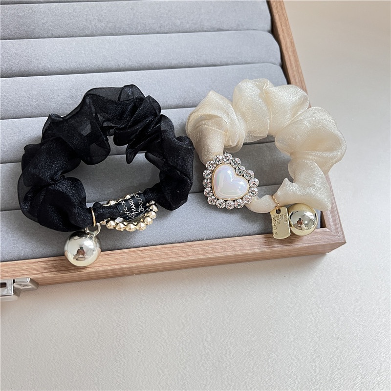 Dây Buộc Tóc Lưới Đính Đá Ngọc Trai Phong Cách Hàn Quốc