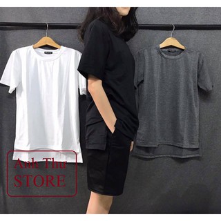 [VẢI XỊN+KÈM HÌNH THẬT] Áo thun Overtee NAM NỮ sole xẻ tà Đen size M<L<XL