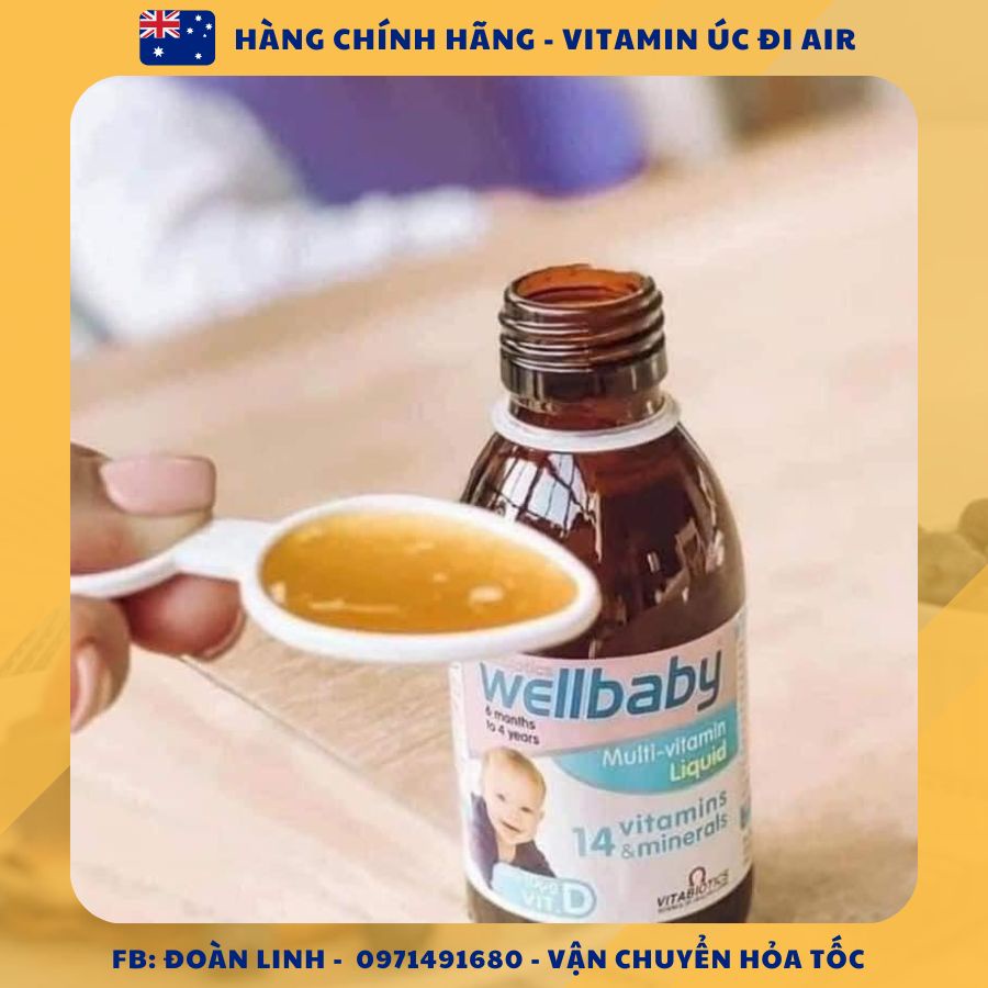 Vitamin tổng hợp wellbaby cho bé 150ml, Hàng chuẩn đi air, Uk, Date xa