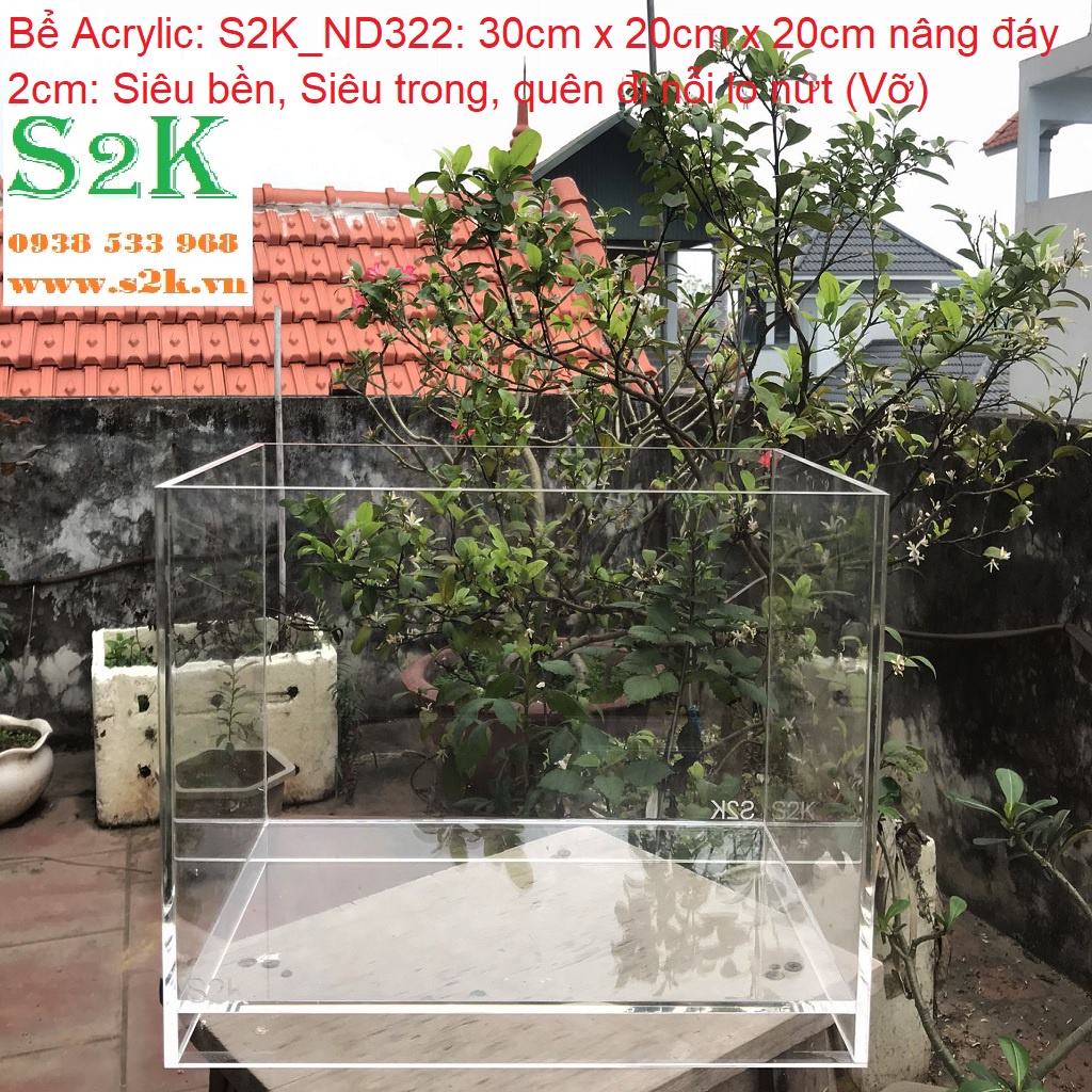 Bể acrylic Nâng Đáy 30x20x20  hồ mika siêu trong, siêu nhẹ  cho nuôi cá, cây thủy sinh