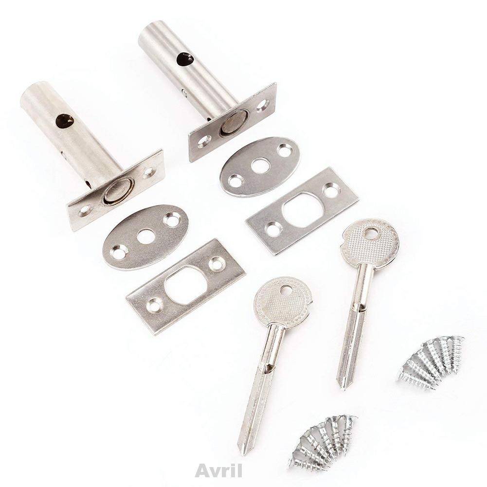 2 Sets Lock Security Door With Key DIY Fitting Kit Safe Strong Dead Exterior Interior Top Bottom Covers