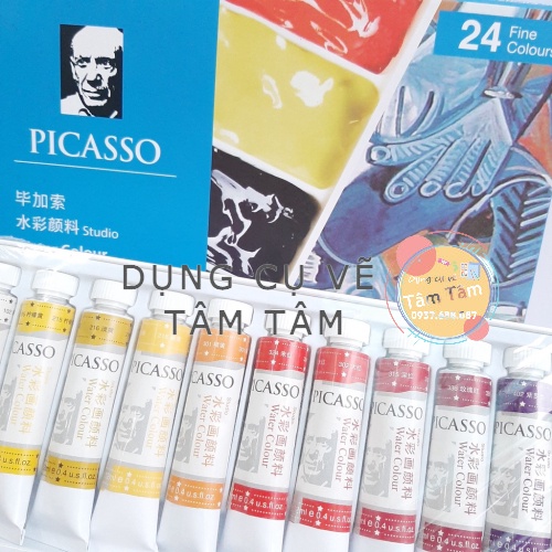 [ TÂM TÂM ]-Màu nước Picasso 12/18/24 màu dung tích 12ml, Picasso WaterColour -