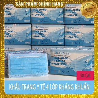 [Freeship] Hộp 50 cái khẩu trang y tế 4 lớp có nhiều màu: Trắng - Xanh - Xám - Hồng