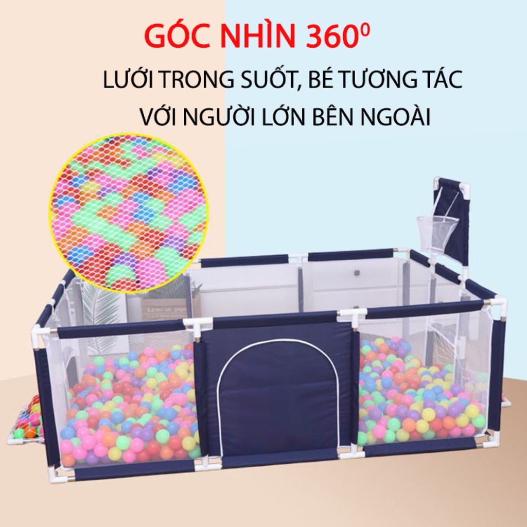 Quây cũi cho bé - Tặng kèm 60 bóng - Nhà bóng cho trẻ - Khung Inox chắc chắn - Vải lưới cao cấp