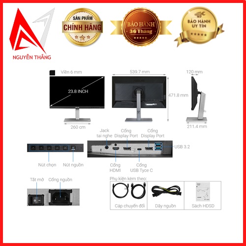 Màn hình Asus ProArt PA247CV 24 inch Full HD/75Hz/5ms USB-C CHUYÊN ĐỒ HỌA chính hãng