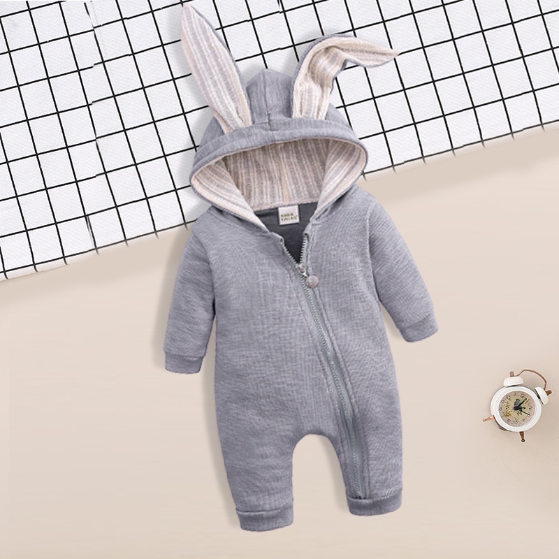 Body dài tay chất liệu cotton kiểu tai thỏ cho bé trai bé gái Mã SL12