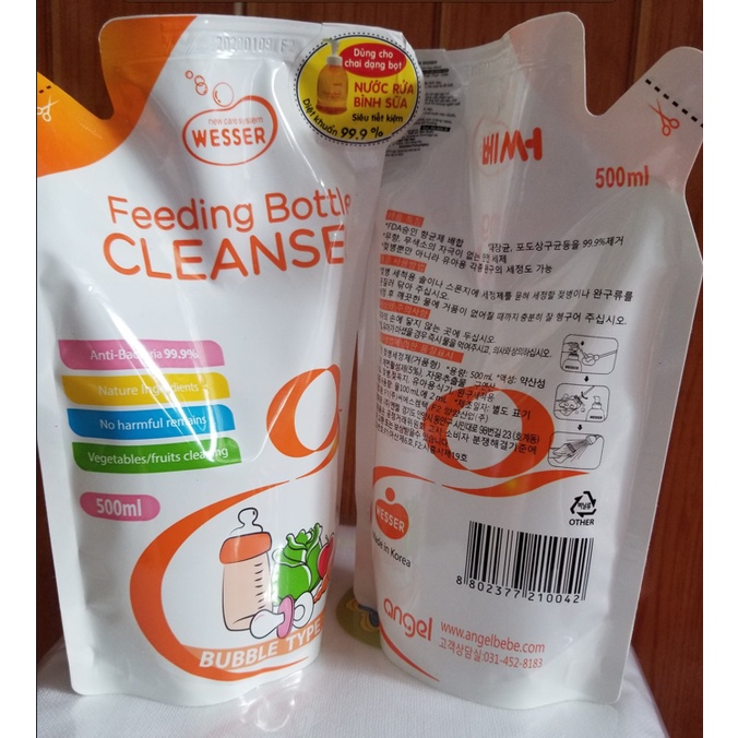 Combo 2 bịch nước rửa bình wesser 500ml