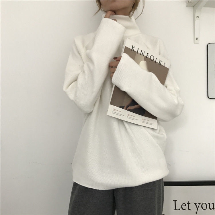 Áo Thun Tay Dài Cổ Lọ Form Rộng Phong Cách Hàn Quốc