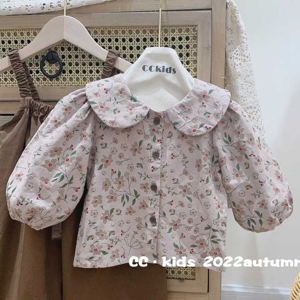 Set Đồ Mùa Thu 2 Món In Họa Tiết Hoa Thời Trang Hàn Quốc Cho Bé Gái