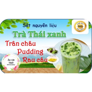 SÉT TRÀ SỮA THÁI XANH KÈM PUDDING