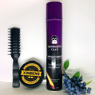 Combo  Gôm Xịt Tóc Thơm Sawensito Clay  + Sáp Vuốt Tóc Xinbens 80g