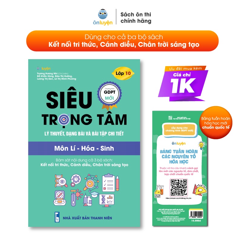 Lớp 10 (bộ Kết nối tri thức, Chân trời, Cánh diều)- sách Siêu trọng tâm Lí Hóa Sinh - Nhà sách Ôn luyện