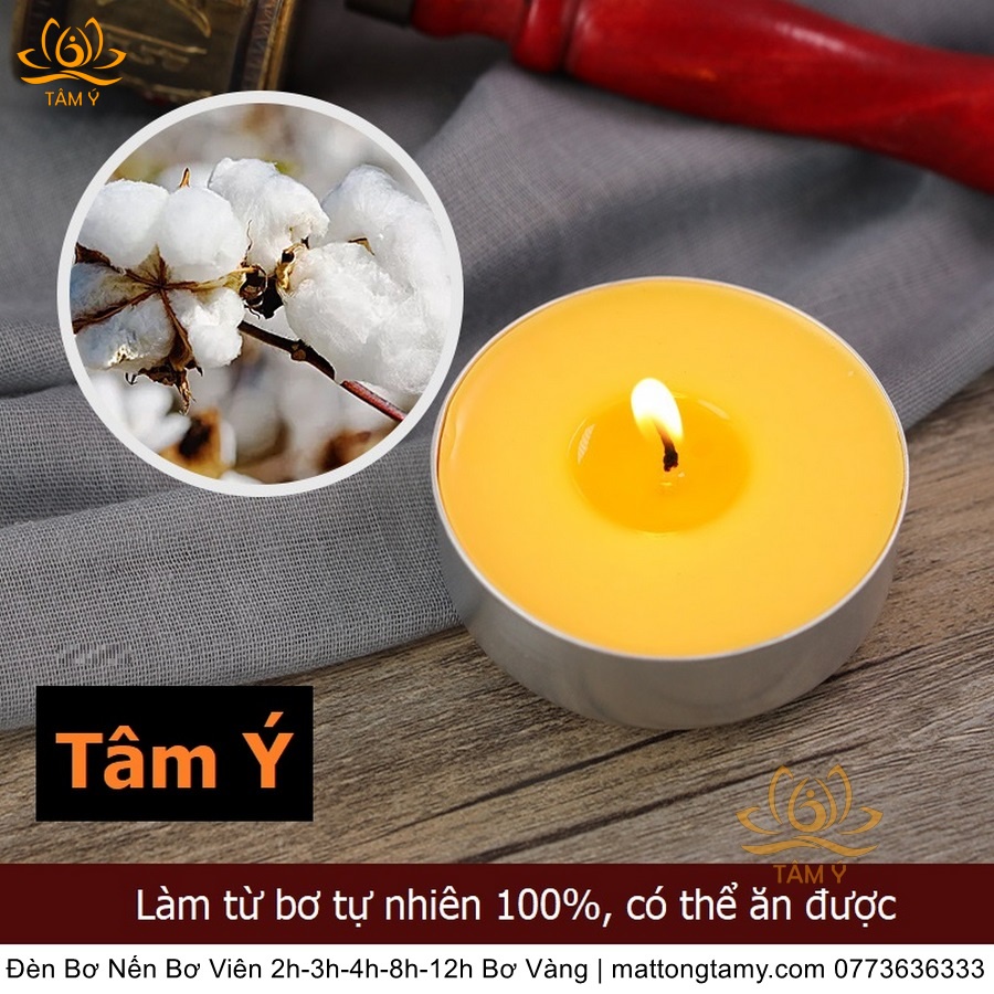 Đèn Bơ Thực Vật Tinh Khiết Nến Bơ Tealight 2h-3h-4h-8h-12h-24h- 3 ngày- 5 ngày- 7 ngày Màu Đỏ/Vàng