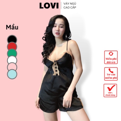 Đồ ngủ nữ 2 dây lụa satin ren cao cấp đẹp sexy gợi cảm giá rẻ 009