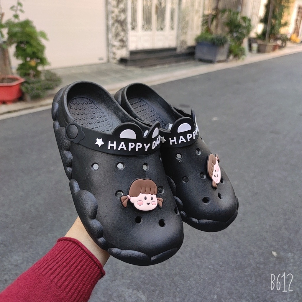 Dép cross, dép sục nữ Hàn Quốc đi mưa, đai chữ HAPPY DAY - sẵn hàng 4 màu - TGSSUCNHUA07