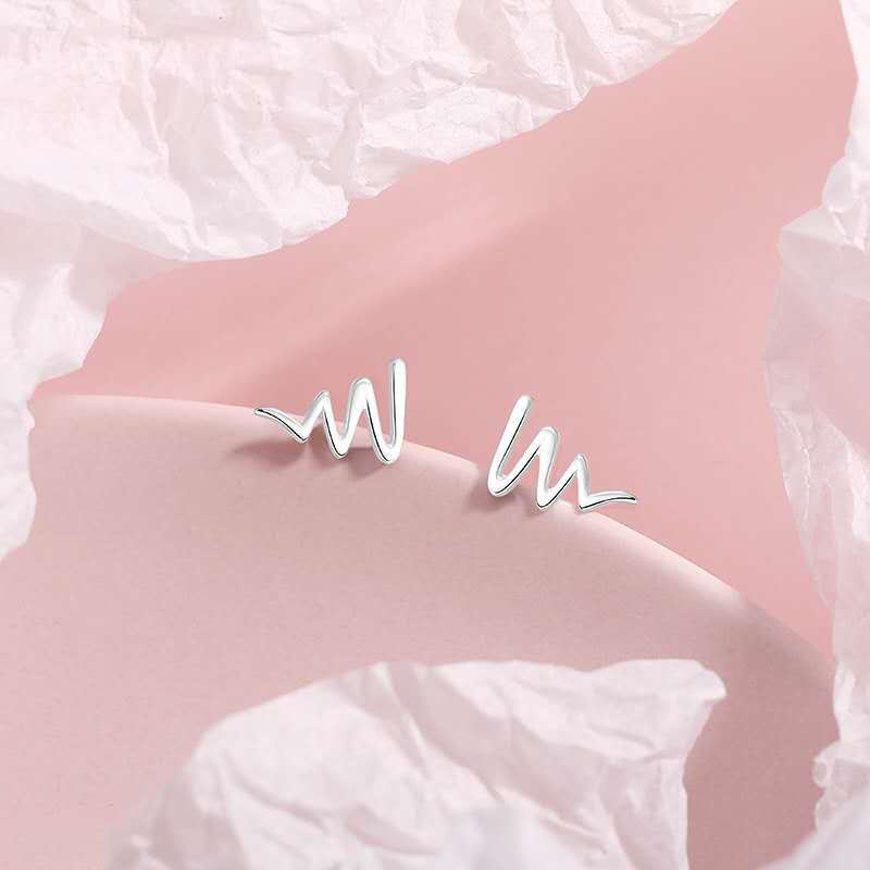 Bông tai nữ mạ bạc 925 hình sóng nhẹ nhàng hàn quốc trang sức bạc CINLA KT012