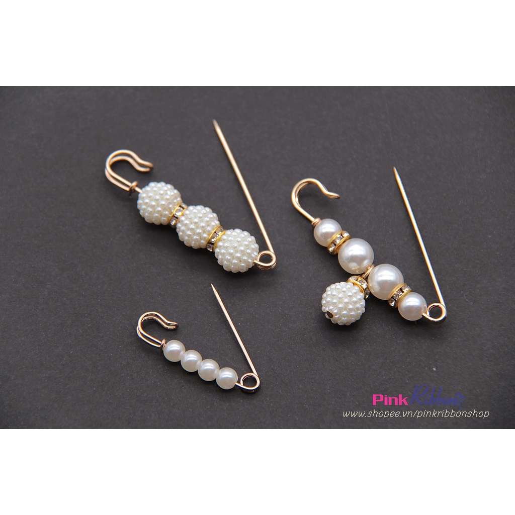 [Phụ kiện thời trang] SET 2 CÁI - Ghim cài đính trai/đá điều chỉnh lưng quần / Cài áo hạt trai