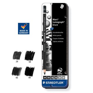 Bộ chì staedtler mars lumograph black, bộ 6 cây
