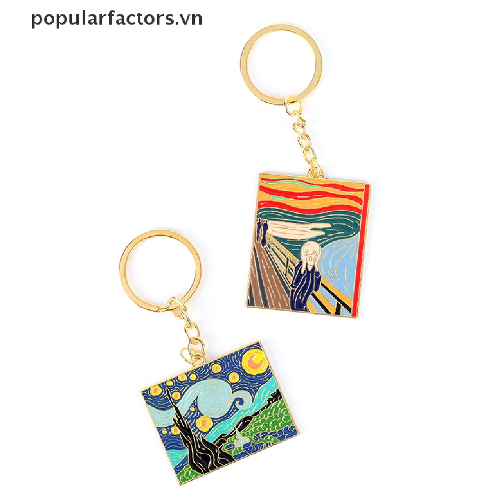 Móc Khóa Hình Tranh Sơn Dầu Nghệ Thuật Của Van Gogh
