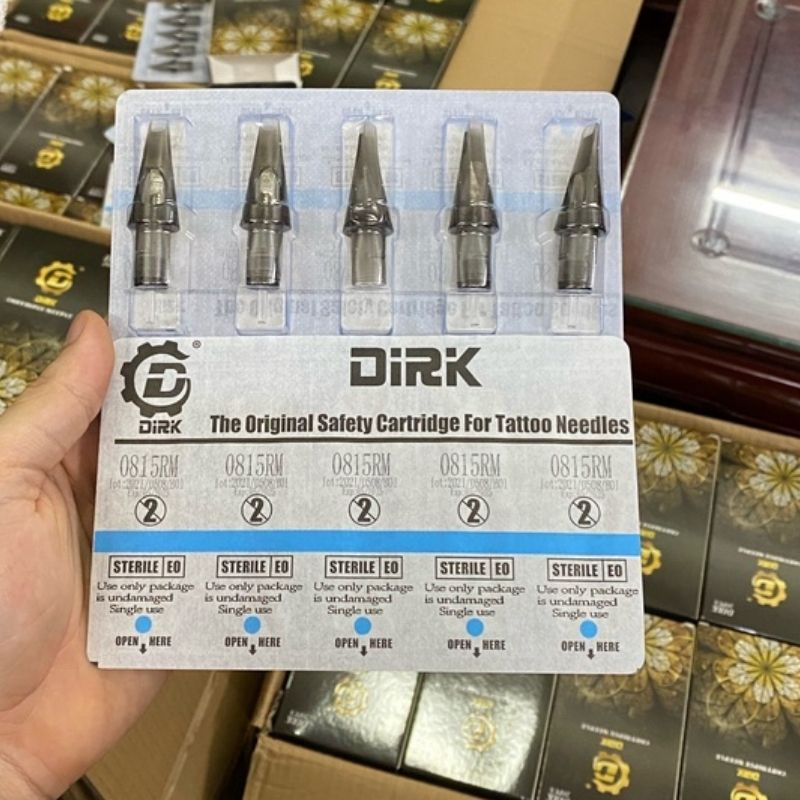 Kim đầu đạn Dirk máy pen  chính hãng phun môi mày sắc bén siêu nhanh,bong đậm hộp 20 kim