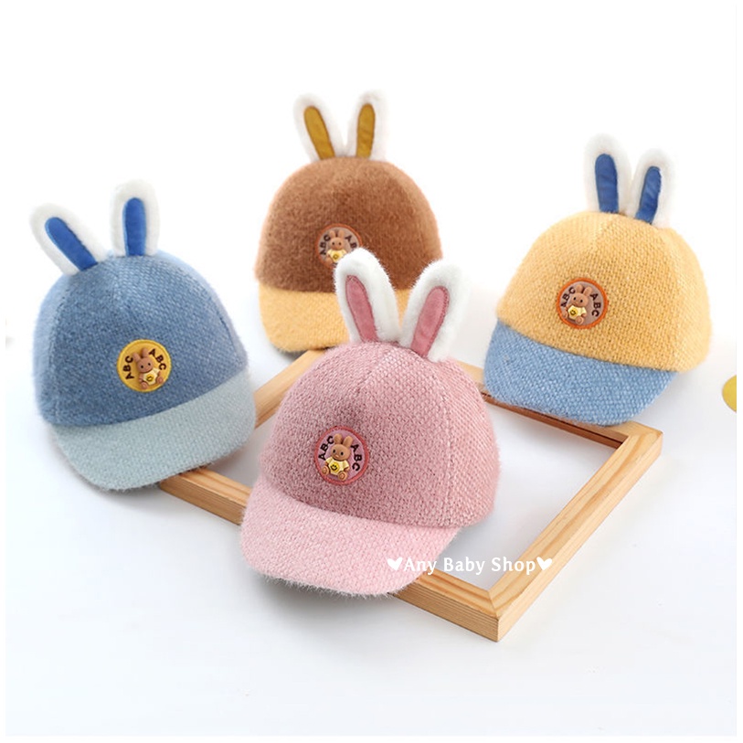 Nón mũ lưỡi trai trẻ em lông xù cực mịn tai thỏ cho bé trai và bé gái nhiều màu xinh yêu ❣❣