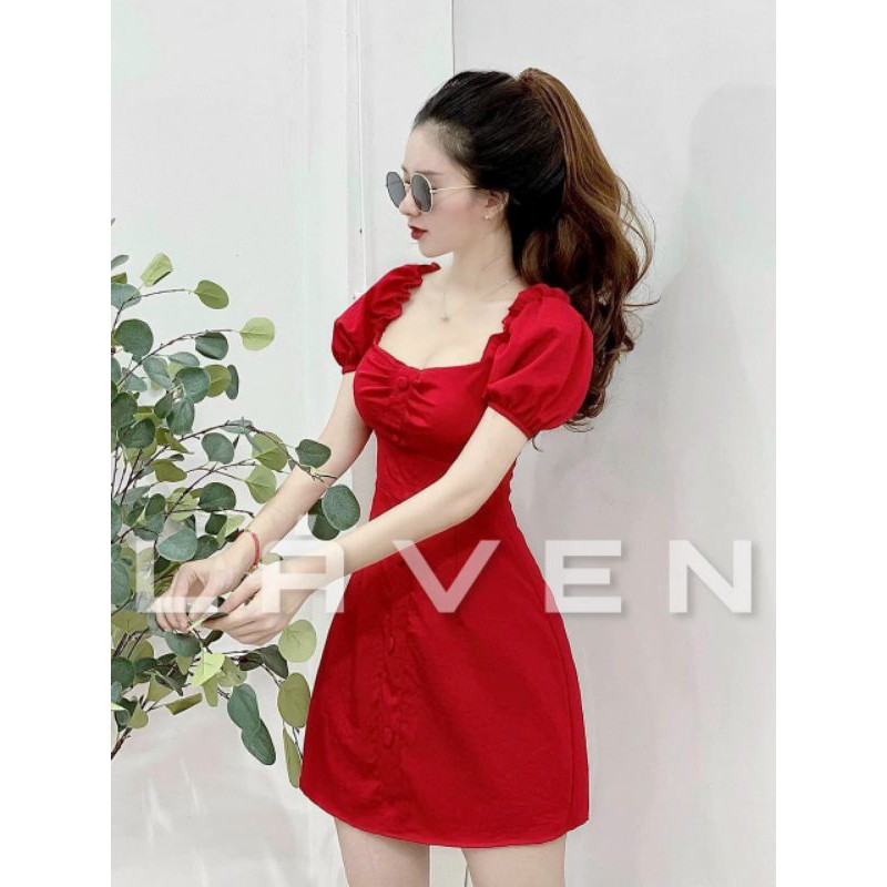 Đầm phồng nhíu ngực xô xược 3 màu