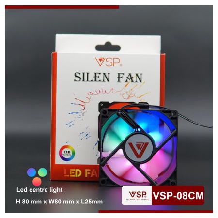 Quạt Tản Nhiệt Máy Tính Fan Case VSP V-08cm Led Mạnh Êm Đẹp Chính Hãng (8cm)