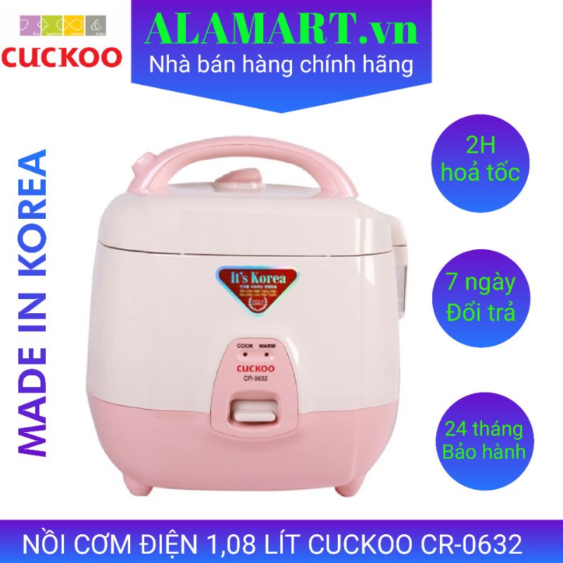 NỒI CƠM ĐIỆN 1,0 LÍT CUCKOO CR-0632 nhập khẩu Hàn Quốc dùng gia đình 2 - 4 người ăn nấu 0.5kg gạo