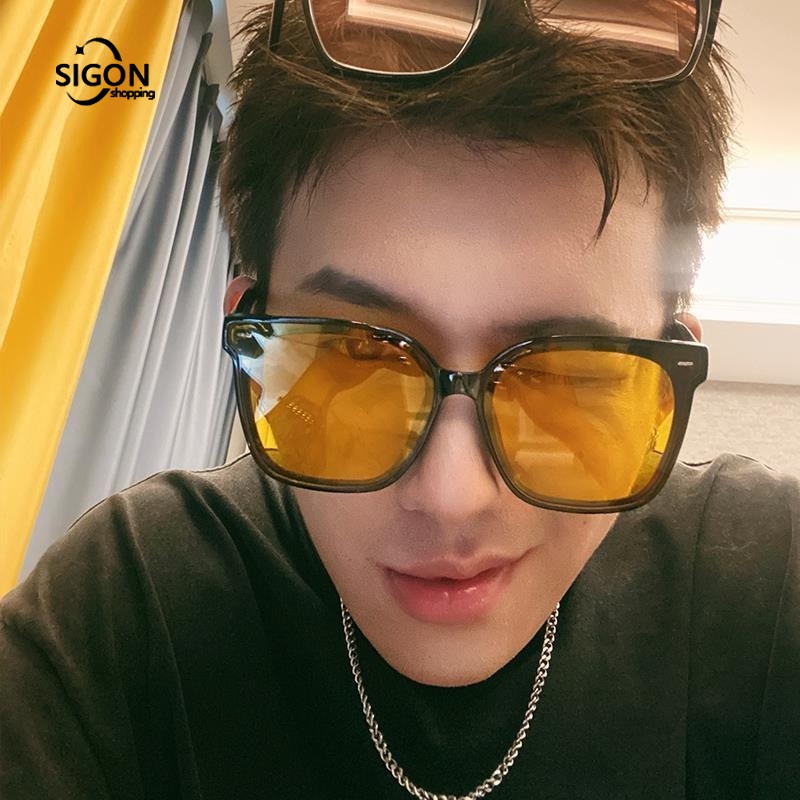 Kính Mát Màu Vàng Trong Suốt Chống Tia UV Thời Trang Cho Nam Nữ