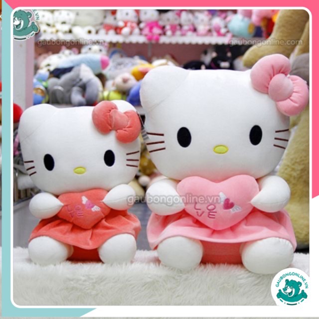 Gấu Bông Kitty thiên thần ôm tim màu hồng kích thước 40cm