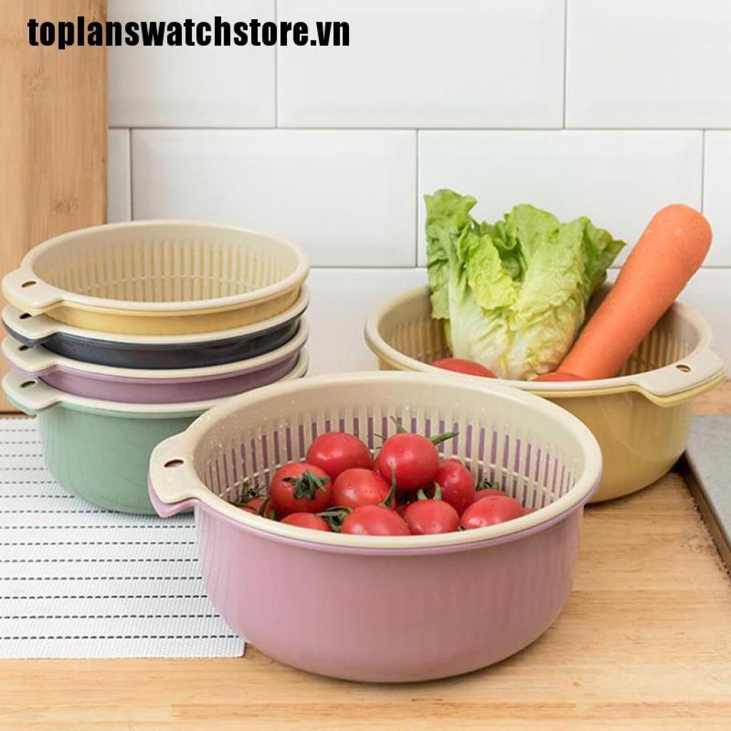 [toplanswatch] Rổ Rửa Trái Cây Và Rau Củ Hai Tầng Thiết Kế Nhỏ Gọn Có Thể Tháo Rời