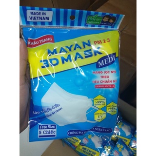 Khẩu trang mayan pm2.5 3d mask medi 1 gói 5 cái người lớn và trẻ em