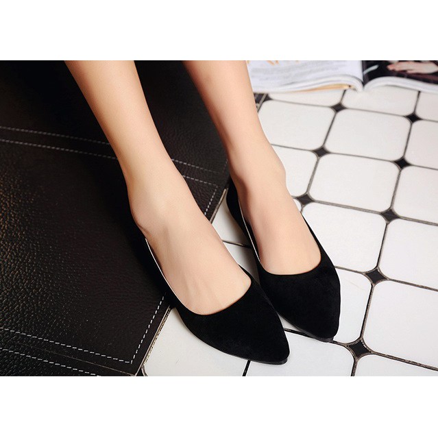 Giày búp bê màu trơn chất da lộn dễ thương nữ tính | BigBuy360 - bigbuy360.vn