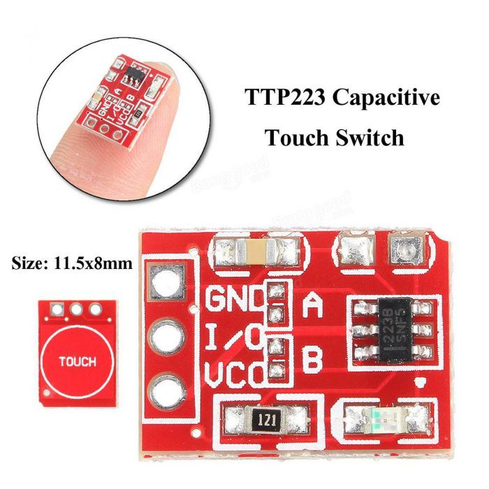 Nút cảm ứng chạm điện dung TTP223 mini (Module cảm ứng touch TTP223)
