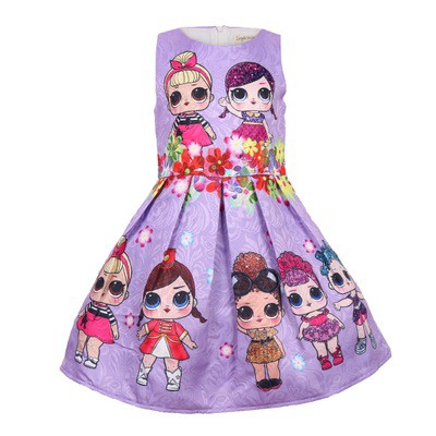 Đầm hóa trang dự tiệc trang trí hình búp bê Kawaii LOL xinh xắn dành cho bé gái