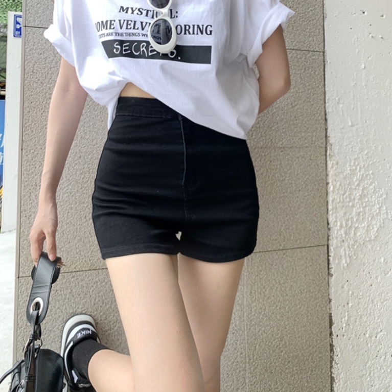 Quần Short denim Lưng Cao Dáng Chữ A Phong Cách Hàn Quốc Dễ Phối Đồ Cho Nữ