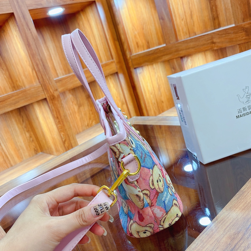 Túi Bucket Đeo Vai / Đeo Chéo Cỡ Lớn Hình Gấu Dễ Thương Có Thể Tháo Rời