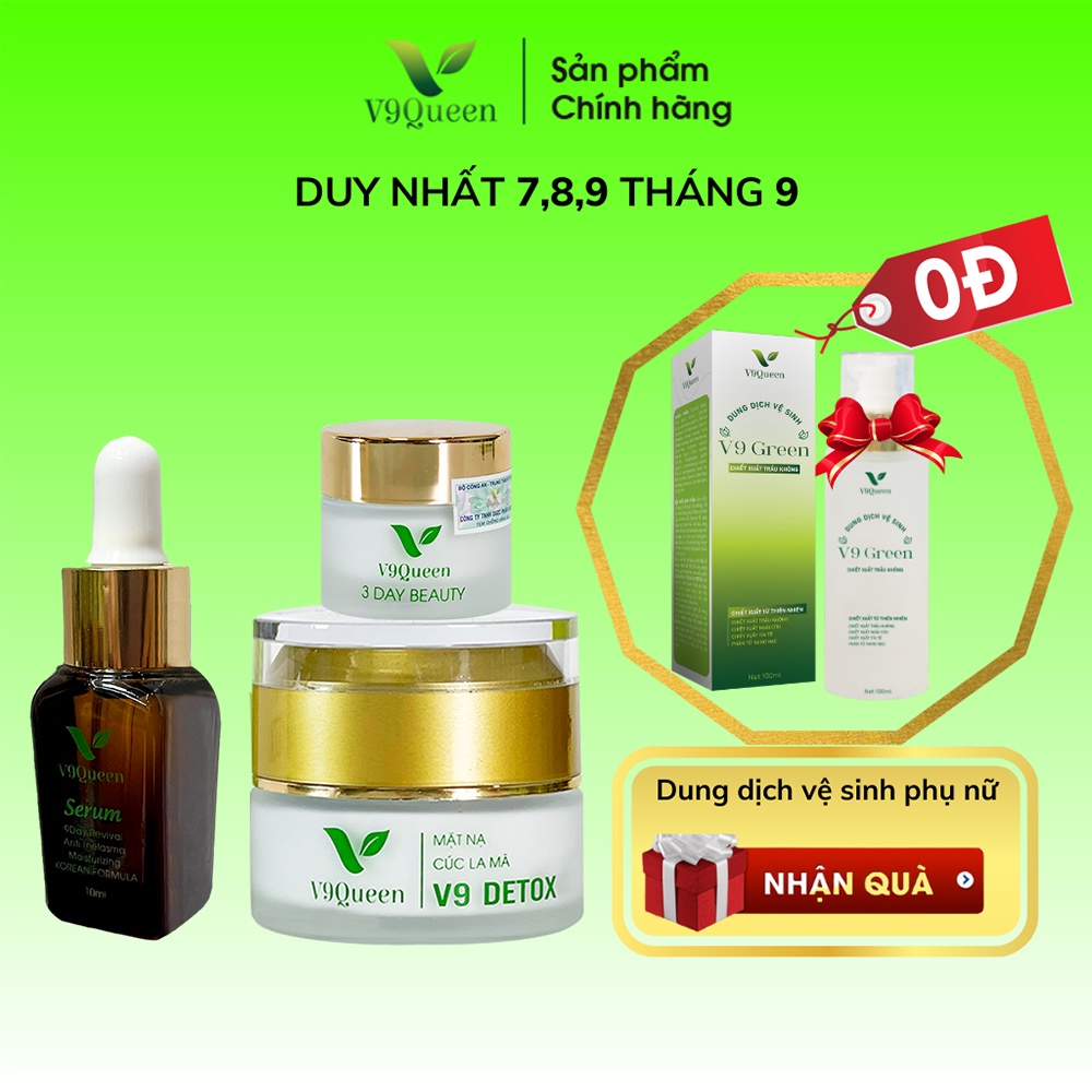 Combo xóa nám bộ sản phẩm xóa xám combo nám dưỡng trắng giúp mềm mịn da, mờ dần các vết thâm nám trên da v9queen